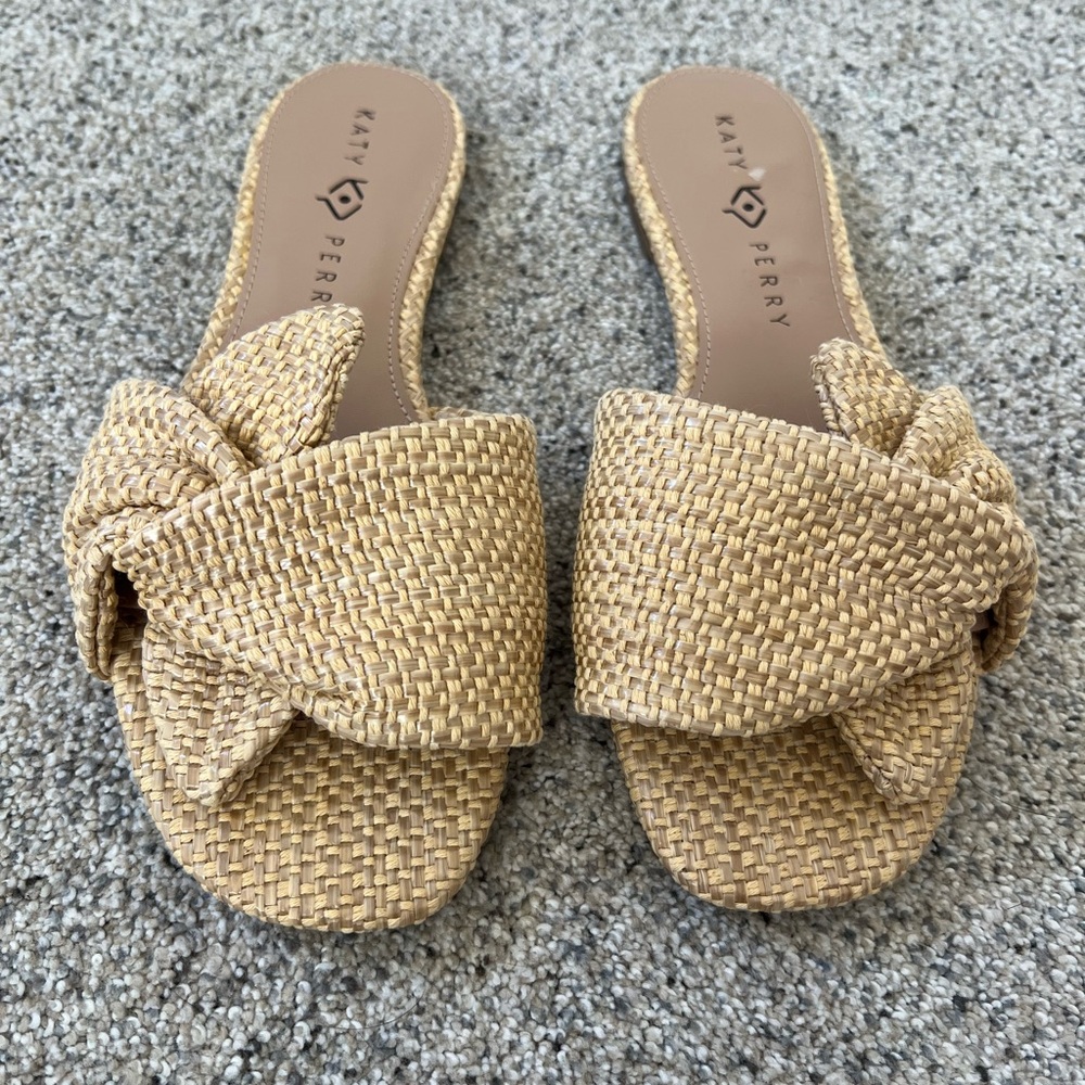 Katy Perry Collections Hallie bow slide Woven in Woven Natural Beige